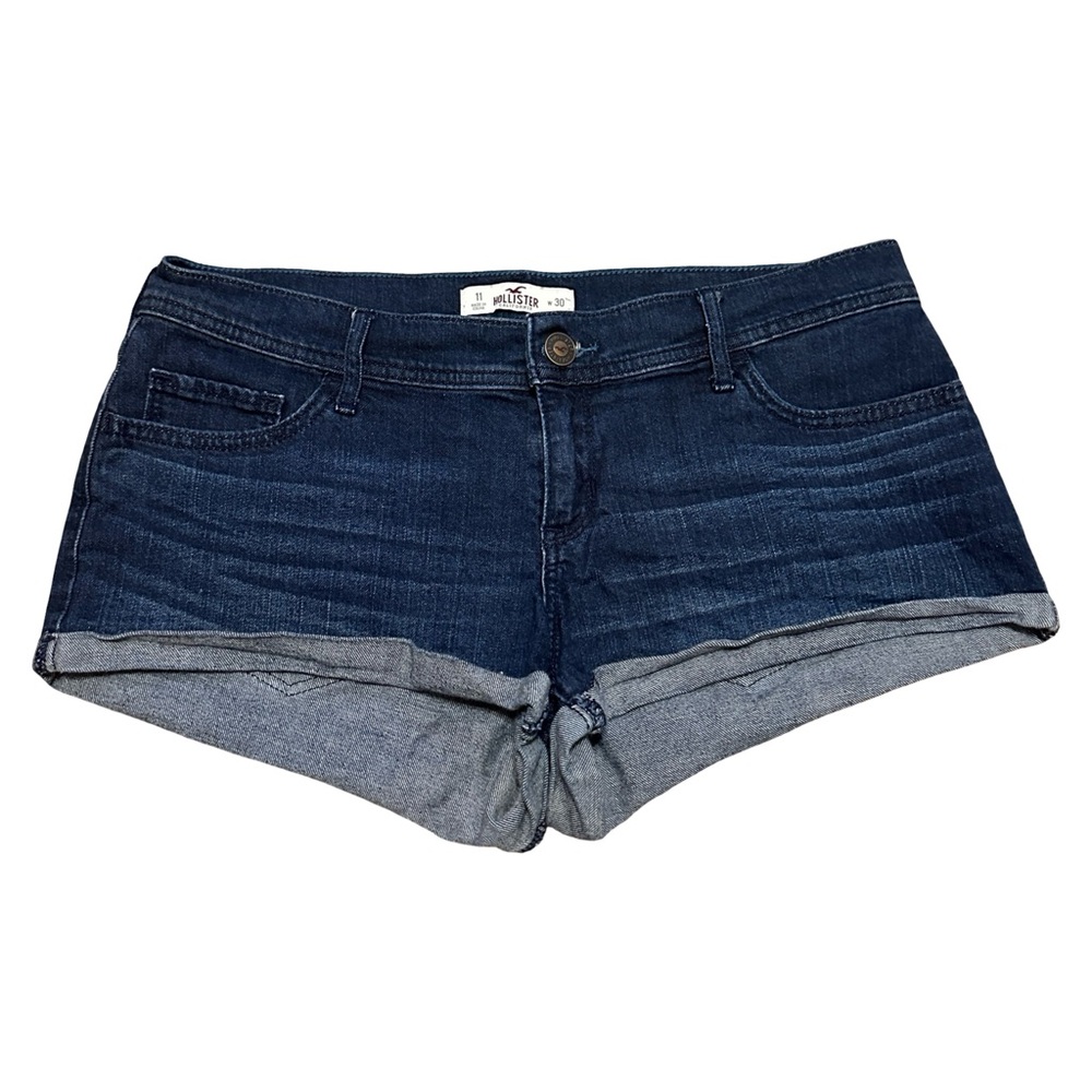 Hollister Low Rise Denim Shorts Size 11 W30 Dark Wash Y2K Festival Summer Shorts